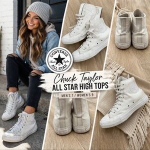 Converse Chuck Taylor All Star High Top Sneakers – White – Men’s 7 / Women’s 9